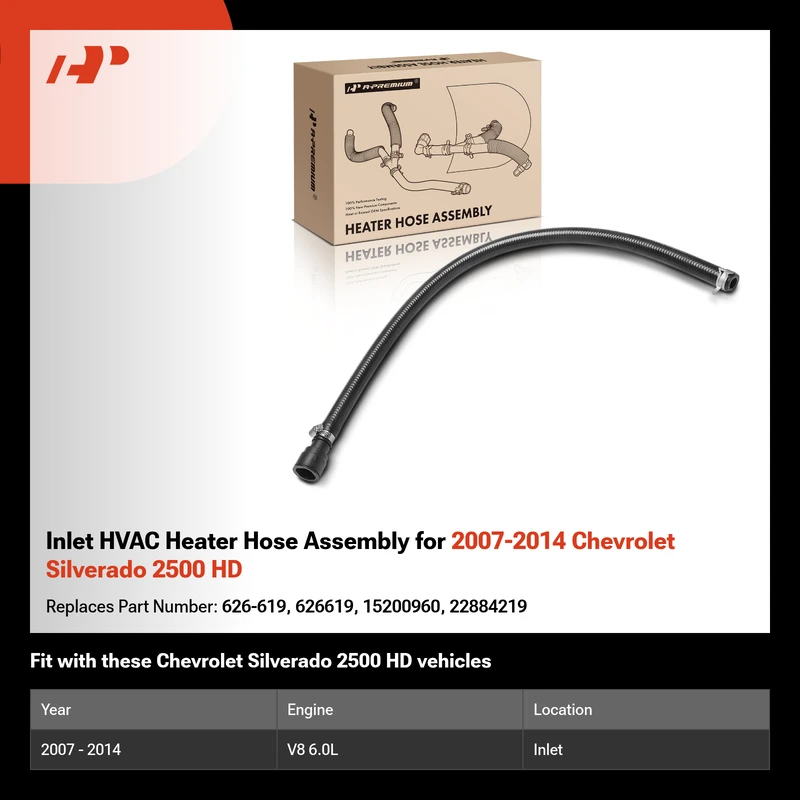 Inlet HVAC Heater Hose Assembly for 2007-2014 Chevrolet Silverado 2500 HD