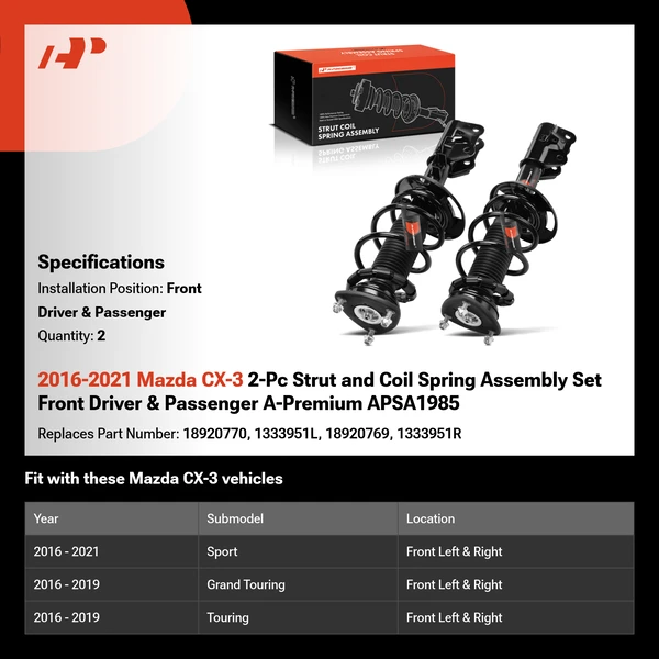 2016-2021 Mazda CX-3 2-Pc Strut and Coil Spring Assembly Set Front Driver & Passenger A-Premium APSA1985