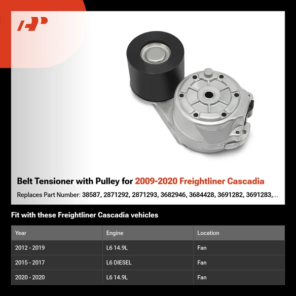 Belt Tensioner with Pulley for 2009-2020 Freightliner Cascadia
