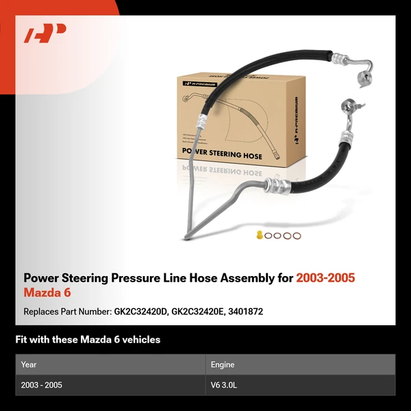 Power Steering Pressure Line Hose Assembly for 2003-2005 Mazda 6