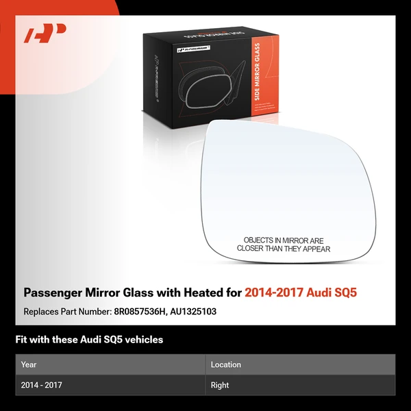 Passenger Mirror Glass with Heated for 2014-2017 Audi SQ5
