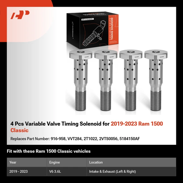 4 Pcs Variable Valve Timing Solenoid for 2019-2023 Ram 1500 Classic