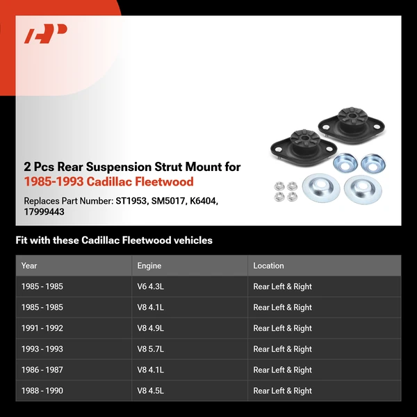 2 Pcs Rear Suspension Strut Mount for 1985-1993 Cadillac Fleetwood