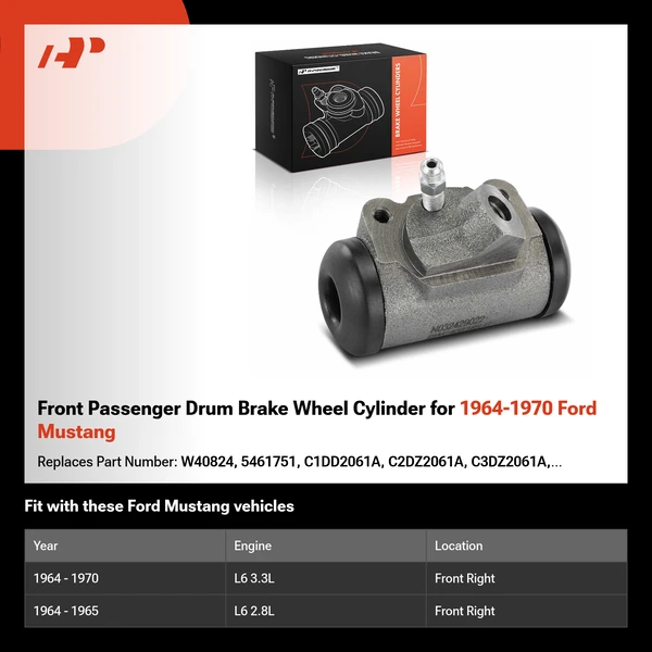 Front Passenger Drum Brake Wheel Cylinder for 1964-1970 Ford Mustang