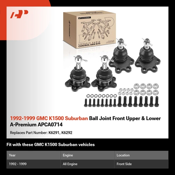 1992-1999 GMC K1500 Suburban Ball Joint Front Upper & Lower A-Premium APCA0714