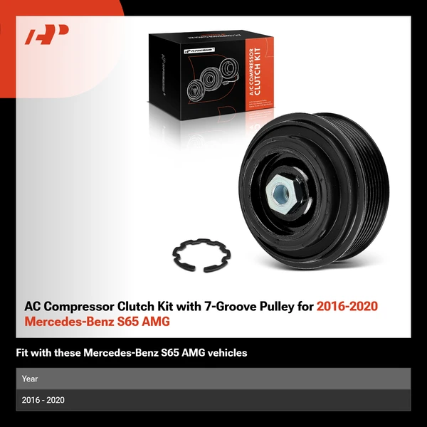AC Compressor Clutch Kit with 7-Groove Pulley for 2016-2020 Mercedes-Benz S65 AMG