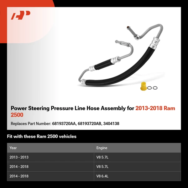 Power Steering Pressure Line Hose Assembly for 2013-2018 Ram 2500