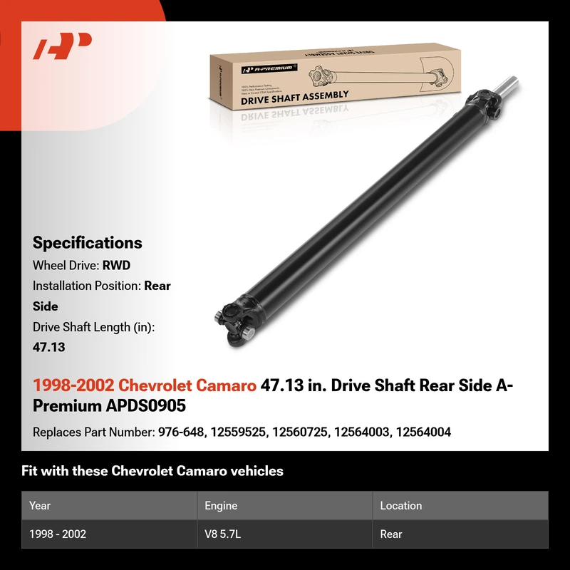 1998-2002 Chevrolet Camaro 47.13 in. Drive Shaft Rear Side A-Premium APDS0905