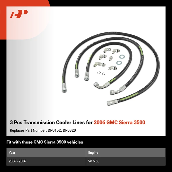 3 Pcs Transmission Cooler Lines for 2006 GMC Sierra 3500