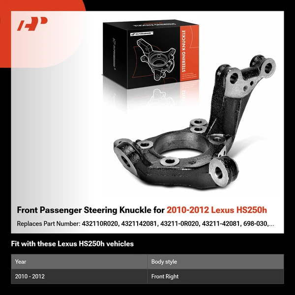 Front Passenger Steering Knuckle for 2010-2012 Lexus HS250h