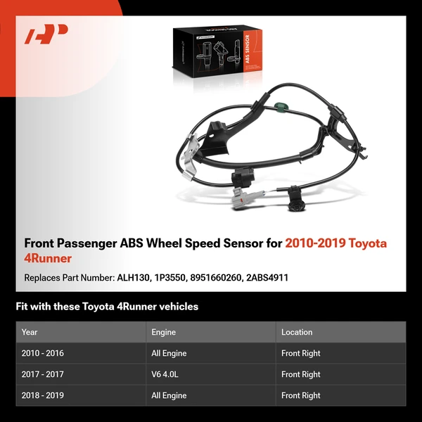 Front Passenger ABS Wheel Speed Sensor for 2010-2019 Toyota 4Runner