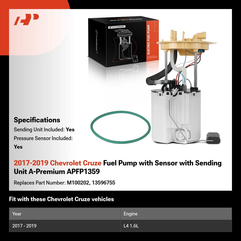 2017-2019 Chevrolet Cruze Fuel Pump with Sensor with Sending Unit A-Premium APFP1359