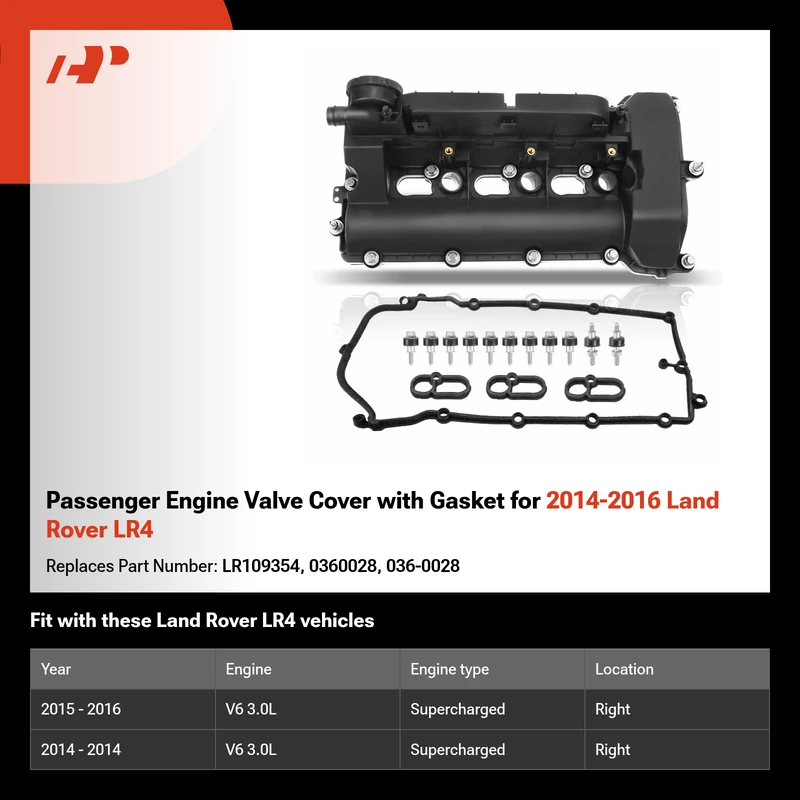 Passenger Engine Valve Cover with Gasket for 2014-2016 Land Rover LR4