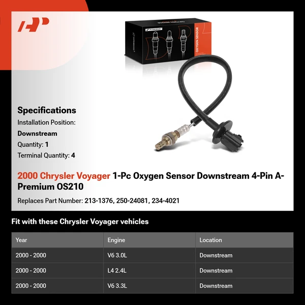 2000 Chrysler Voyager 1-Pc Oxygen Sensor Downstream 4-Pin A-Premium OS210