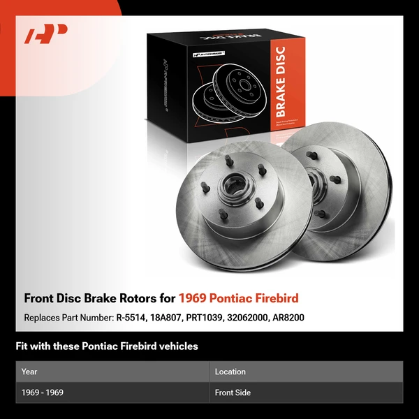 Front Disc Brake Rotors for 1969 Pontiac Firebird
