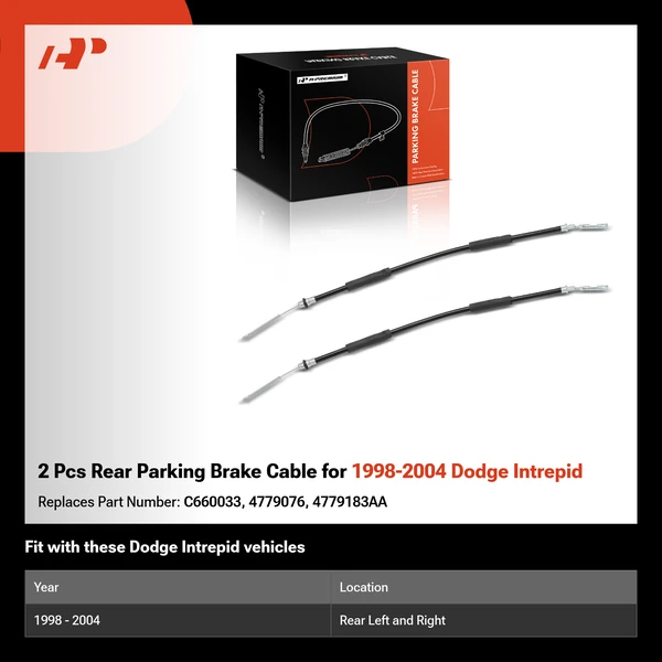 2 Pcs Rear Parking Brake Cable for 1998-2004 Dodge Intrepid