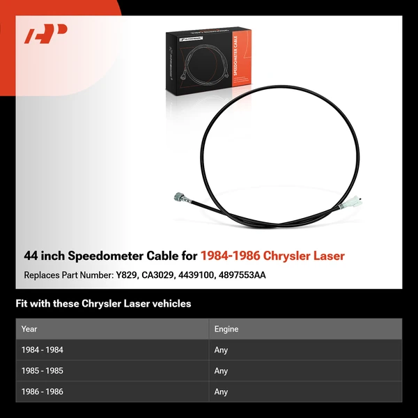 44 inch Speedometer Cable for 1984-1986 Chrysler Laser