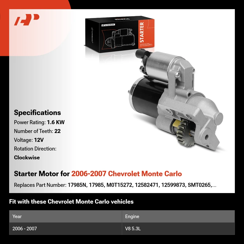 Starter Motor  for 2006-2007 Chevrolet Monte Carlo