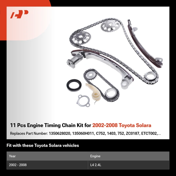 11 Pcs Engine Timing Chain Kit for 2002-2008 Toyota Solara