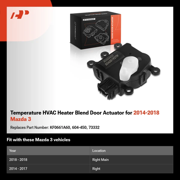 Temperature HVAC Heater Blend Door Actuator for 2014-2018 Mazda 3