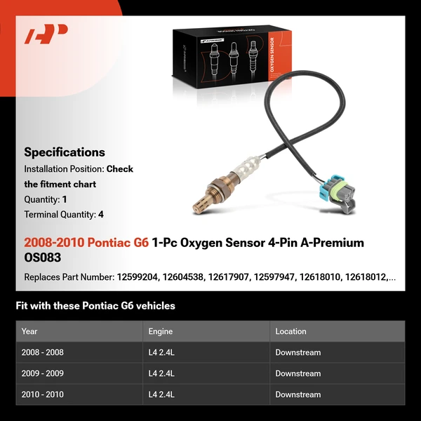 2008-2010 Pontiac G6 1-Pc Oxygen Sensor 4-Pin A-Premium OS083