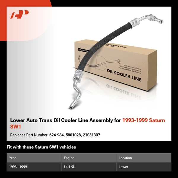 Lower Auto Trans Oil Cooler Line Assembly for 1993-1999 Saturn SW1