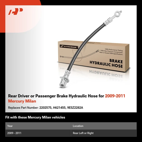 Rear Driver or Passenger Brake Hydraulic Hose for 2009-2011 Mercury Milan