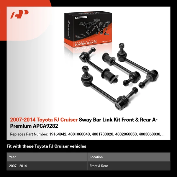 2007-2014 Toyota FJ Cruiser Sway Bar Link Kit Front & Rear A-Premium APCA9282