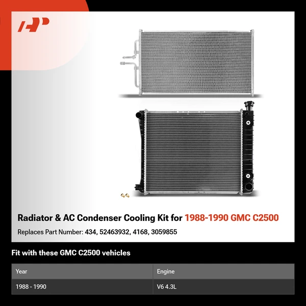 Radiator & AC Condenser Cooling Kit for 1988-1990 GMC C2500