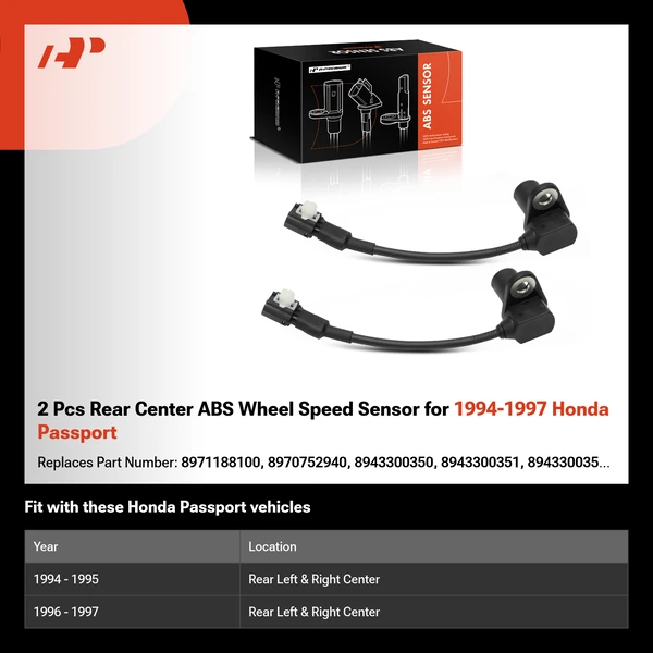 2 Pcs Rear Center ABS Wheel Speed Sensor for 1994-1997 Honda Passport
