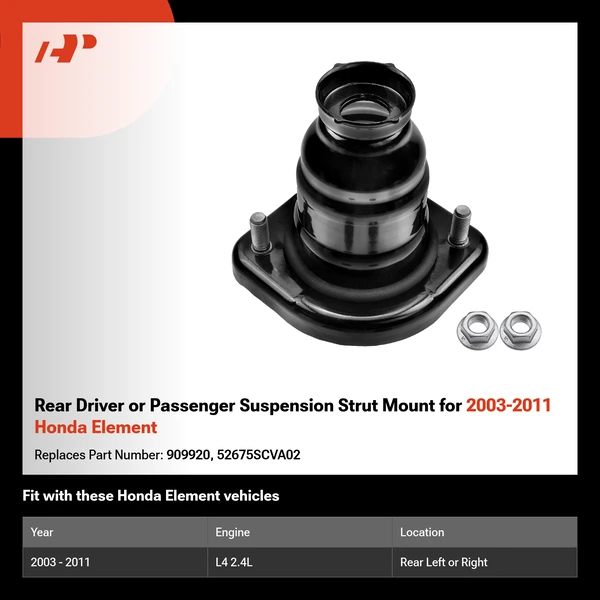 Rear Driver or Passenger Suspension Strut Mount for 2003-2011 Honda Element