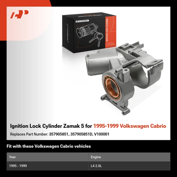 Ignition Lock Cylinder Zamak 5 for 1995-1999 Volkswagen Cabrio