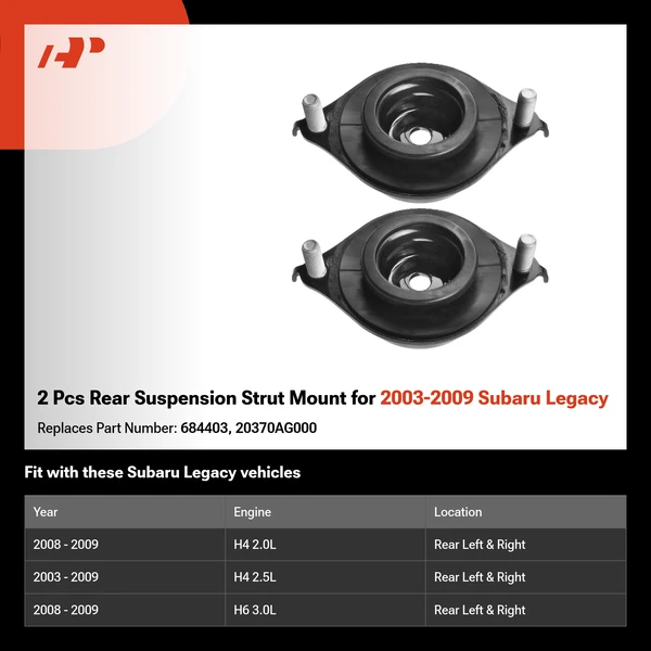 2 Pcs Rear Suspension Strut Mount for 2003-2009 Subaru Legacy