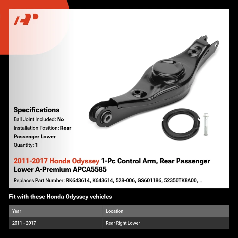 2011-2017 Honda Odyssey 1-Pc Control Arm, Rear Passenger Lower A-Premium APCA5585