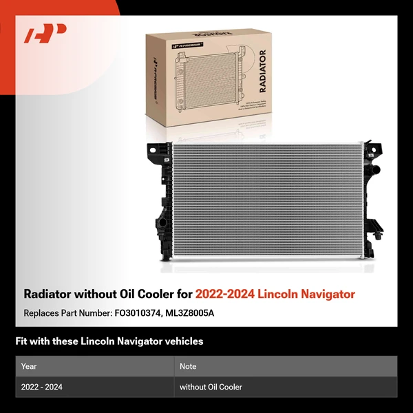 Radiator without Oil Cooler for 2022-2024 Lincoln Navigator