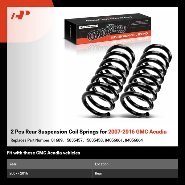 2 Pcs Rear Suspension Coil Springs for 2007-2016 GMC Acadia