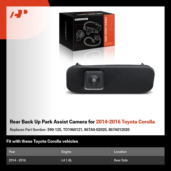 Rear Back Up Park Assist Camera for 2014-2016 Toyota Corolla