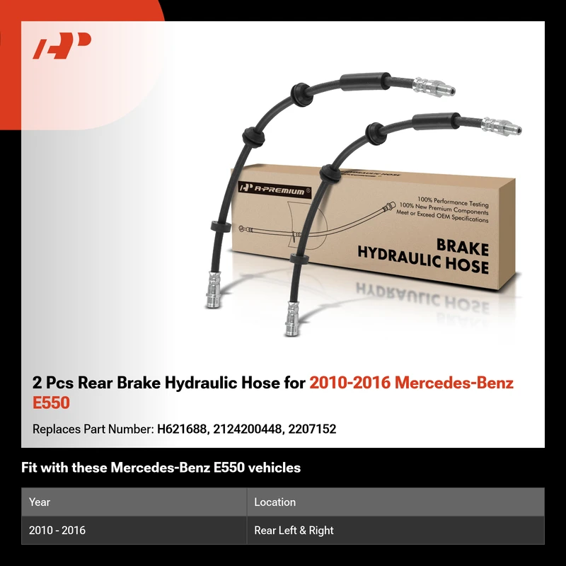 2 Pcs Rear Brake Hydraulic Hose for 2010-2016 Mercedes-Benz E550