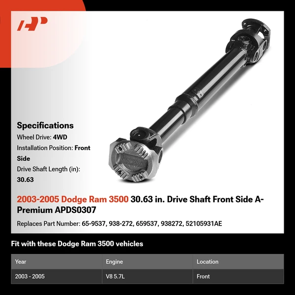 2003-2005 Dodge Ram 3500 30.63 in. Drive Shaft Front Side A-Premium APDS0307