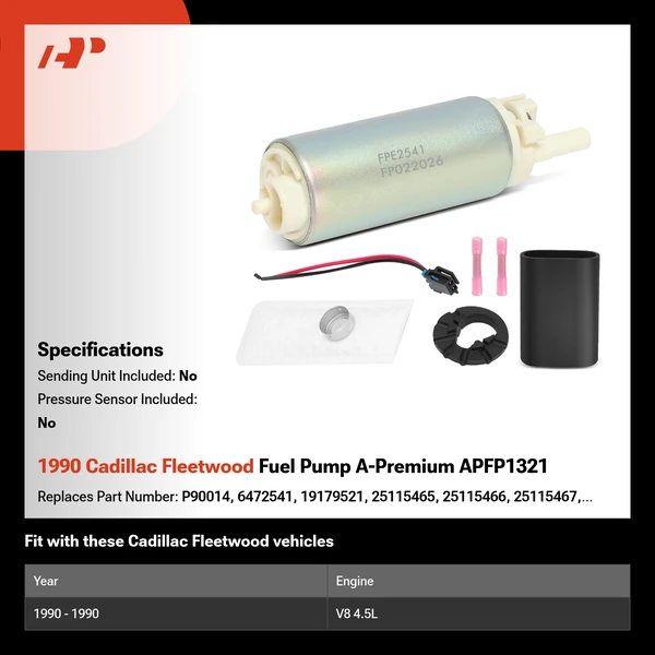 1990 Cadillac Fleetwood Fuel Pump A-Premium APFP1321