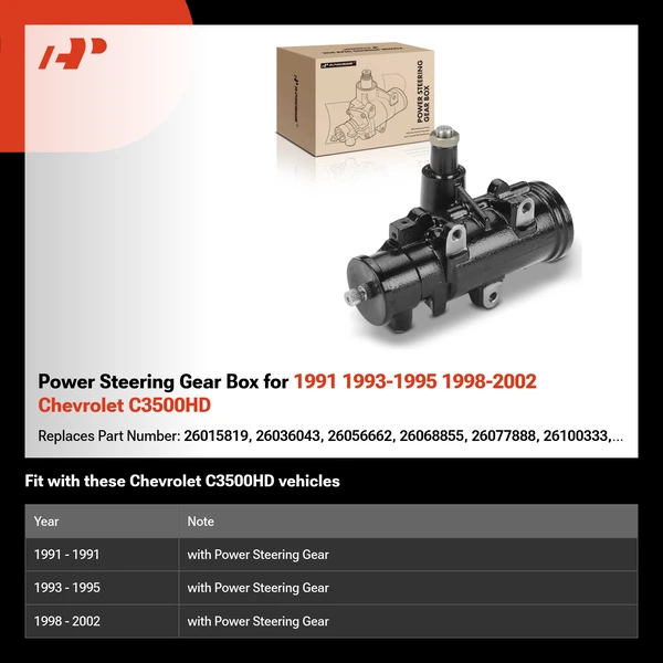 Power Steering Gear Box for 1991 1993-1995 1998-2002 Chevrolet C3500HD