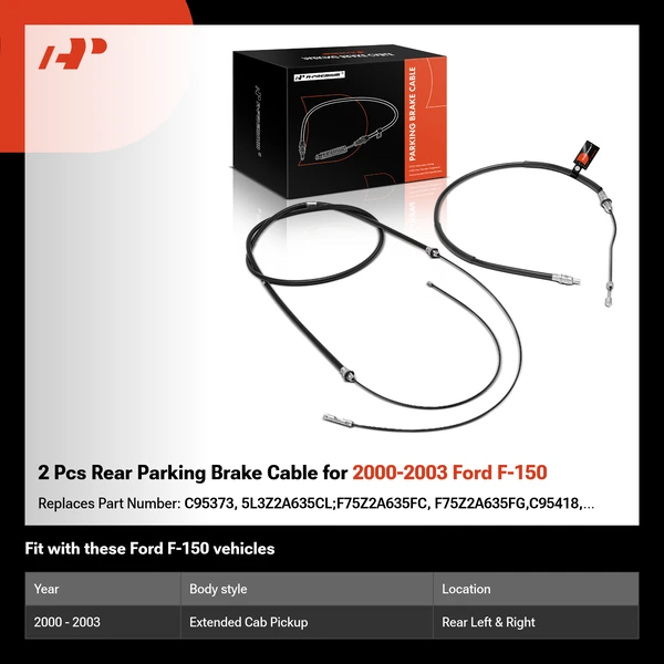 2 Pcs Rear Parking Brake Cable for 2000-2003 Ford F-150