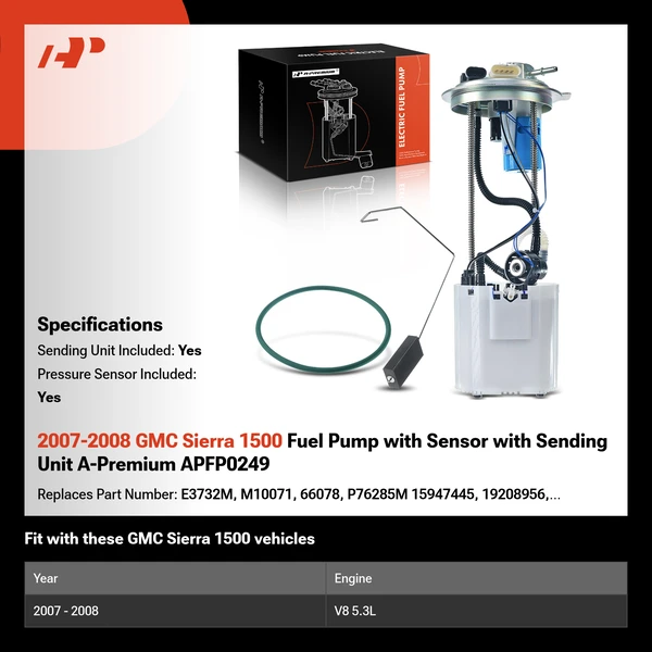 2007-2008 GMC Sierra 1500 Fuel Pump with Sensor with Sending Unit A-Premium APFP0249