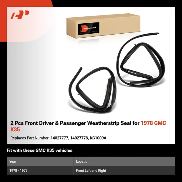 2 Pcs Front Driver & Passenger Weatherstrip Seal for 1978 GMC K35