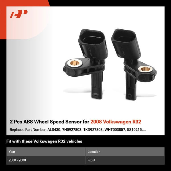 2 Pcs ABS Wheel Speed Sensor for 2008 Volkswagen R32