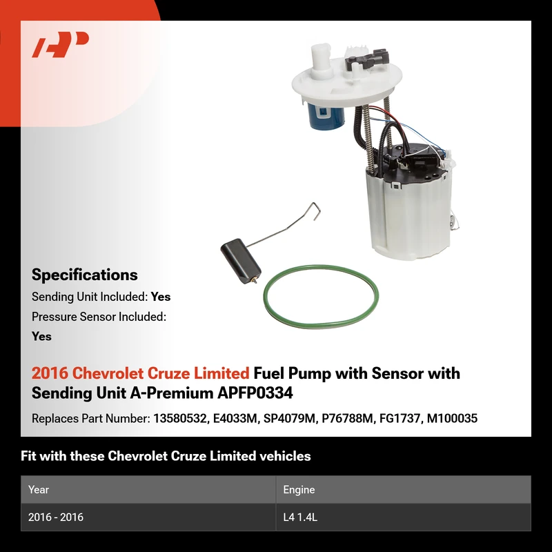 2016 Chevrolet Cruze Limited Fuel Pump with Sensor with Sending Unit A-Premium APFP0334