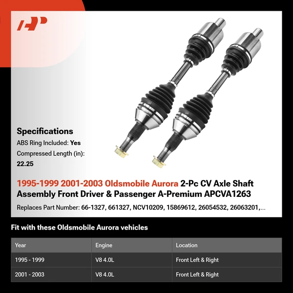 1995-1999 2001-2003 Oldsmobile Aurora 2-Pc CV Axle Shaft Assembly Front Driver & Passenger A-Premium APCVA1263