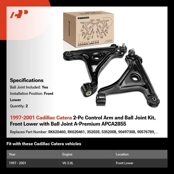 1997-2001 Cadillac Catera 2-Pc Control Arm and Ball Joint Kit, Front Lower with Ball Joint A-Premium APCA2855