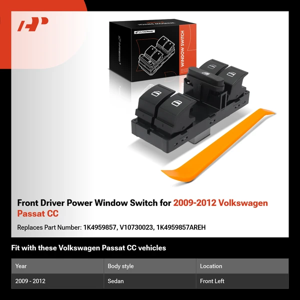 Front Driver Power Window Switch for 2009-2012 Volkswagen Passat CC