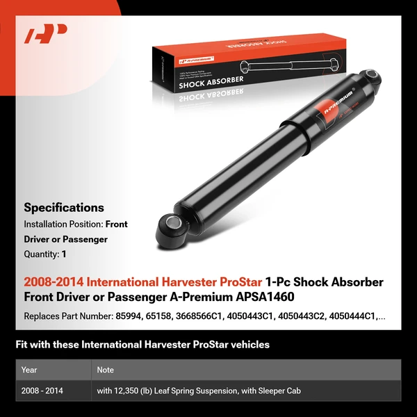 2008-2014 International Harvester ProStar 1-Pc Shock Absorber Front Driver or Passenger A-Premium APSA1460